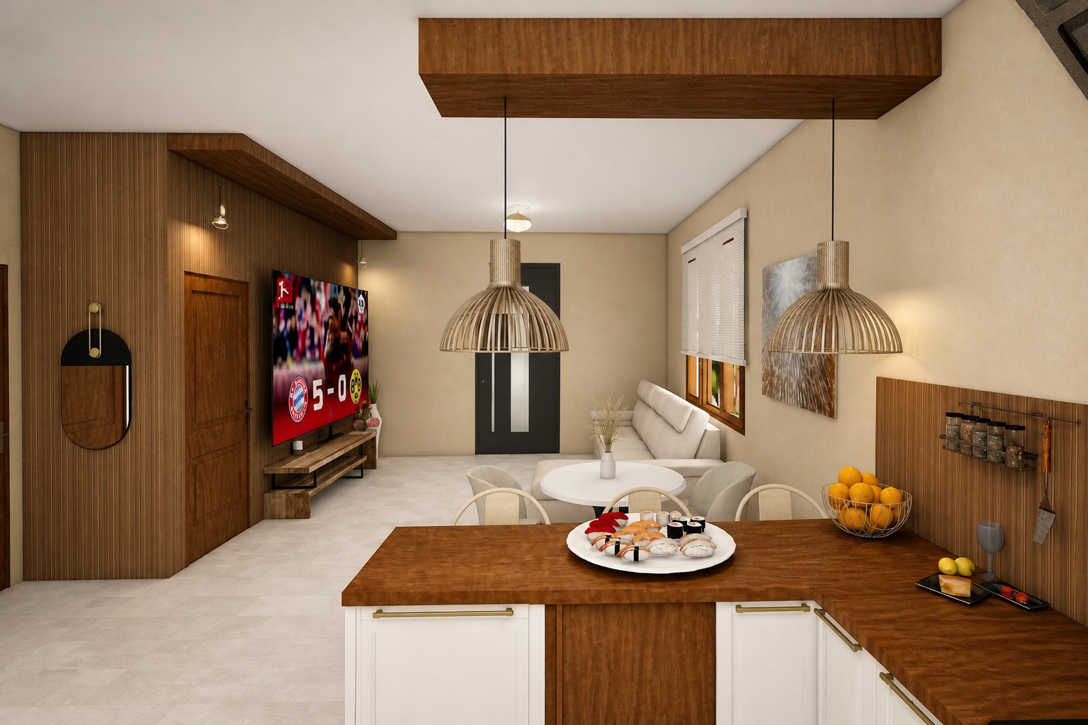 Finished open-concept home interior by Island Windows JA